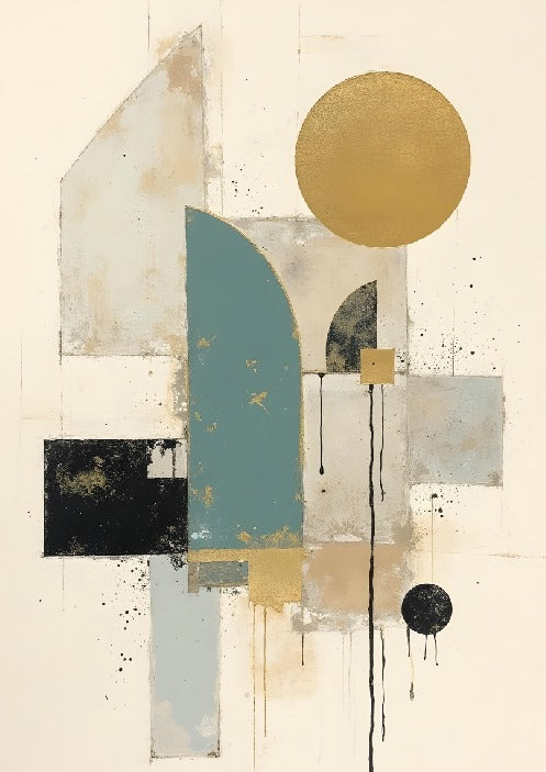 TEAL, SILVER & GOLD ABSTRACT