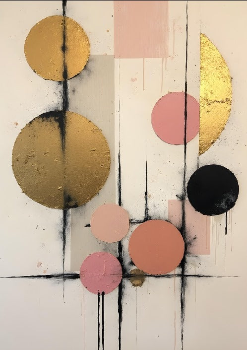 PINK, GOLD & BLACK ABSTRACT