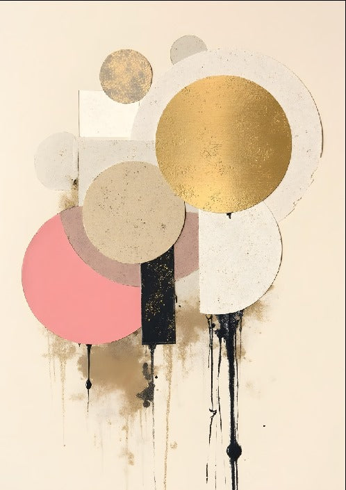PINK, GOLD & BLACK ABSTRACT
