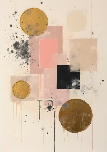 PINK, GOLD & BLACK ABSTRACT