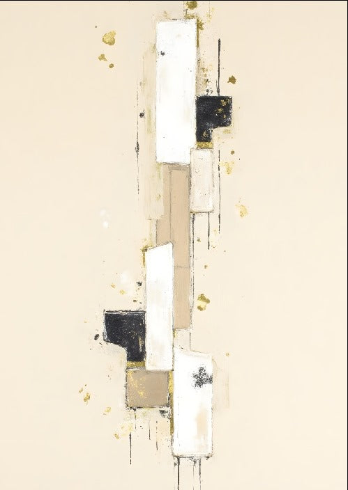 WHITE, BLACK & BEIGE ABSTRACT