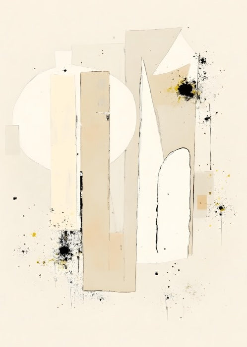 WHITE, BLACK & BEIGE ABSTRACT