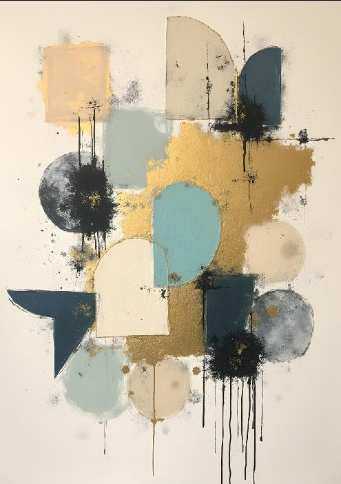 TEAL, SILVER & GOLD ABSTRACT