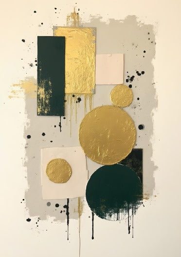 FOREST GREEN & GOLD ABSTRACT
