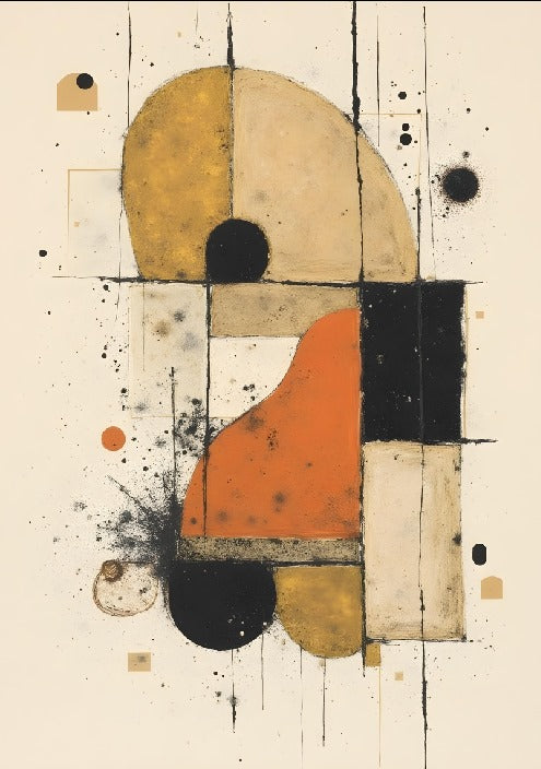 ORANGE, BLACK & GOLD ABSTRACT
