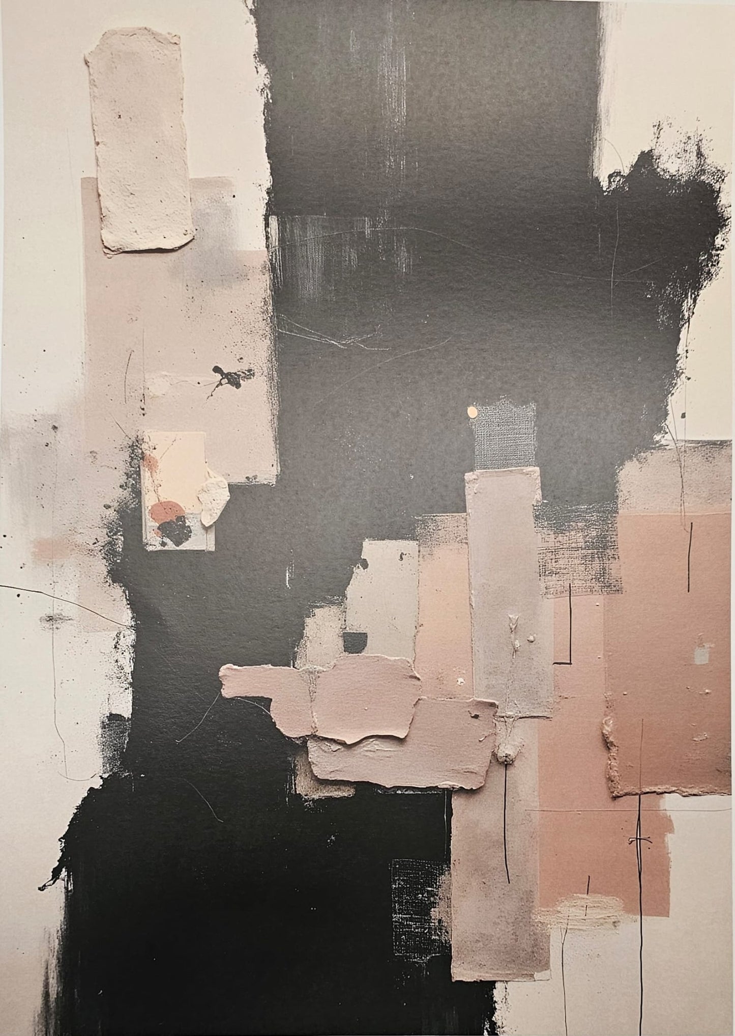 RICH BLACK, CREAM & BEIGE ABSTRACT