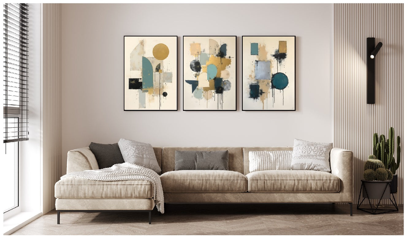 TEAL, SILVER & GOLD ABSTRACT