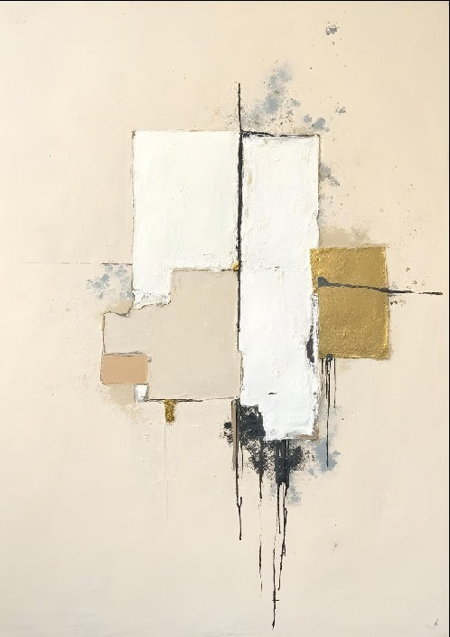 WHITE, BLACK & BEIGE ABSTRACT