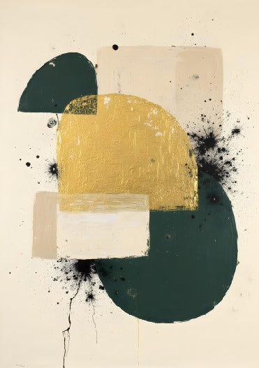 FOREST GREEN & GOLD ABSTRACT