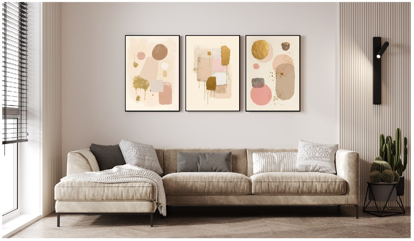 SOFT PINK, NUDE & GOLD ABSTRACT