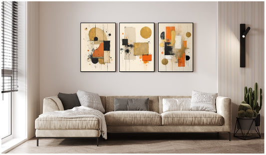 ORANGE, BLACK & GOLD ABSTRACT