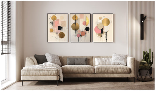 PINK, GOLD & BLACK ABSTRACT
